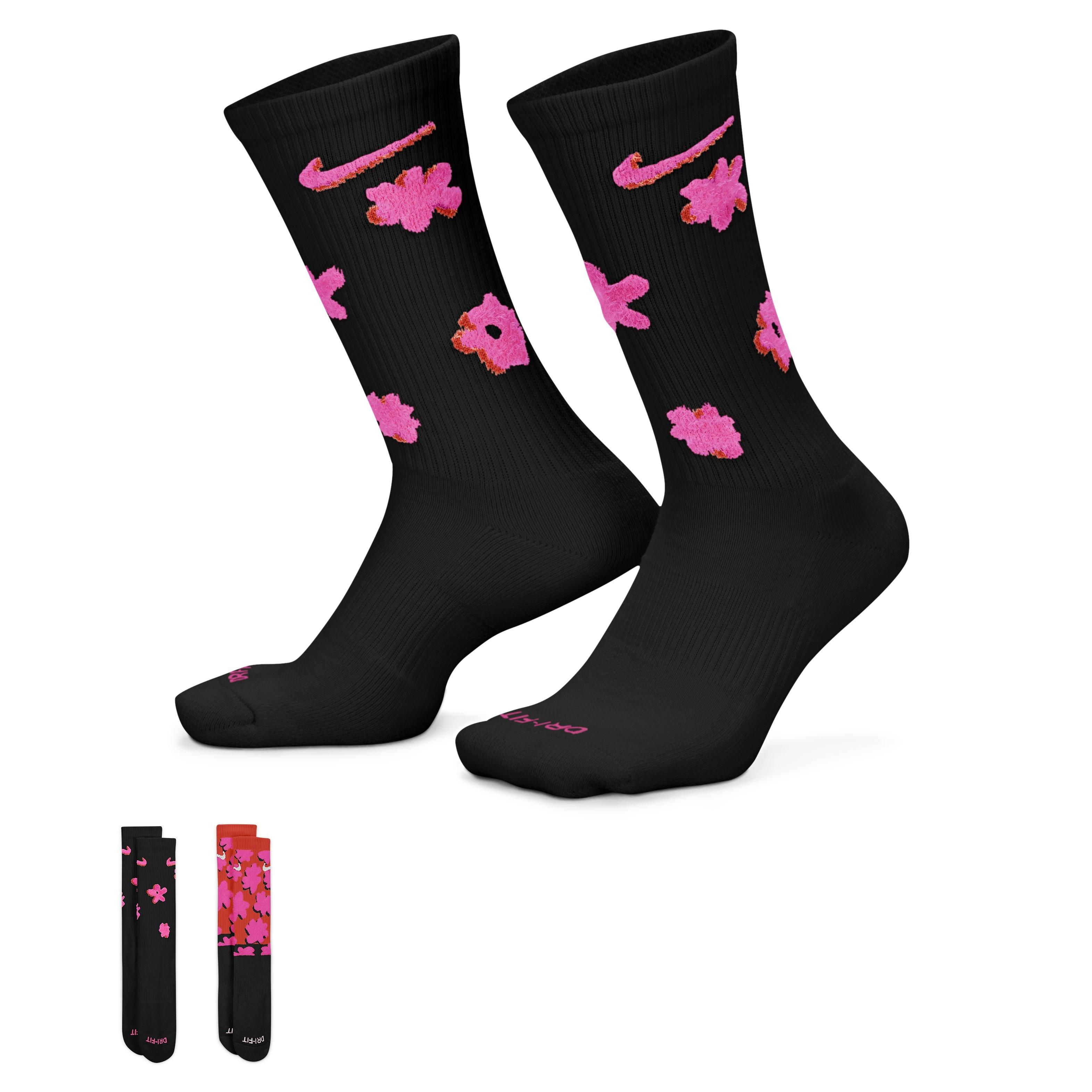 Nike Everyday Plus 2-Pack Socks - Flower Black